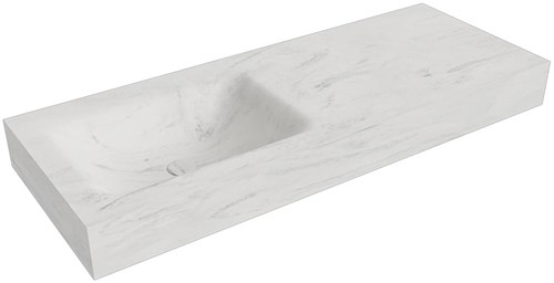 CLOUD Opalo Lavabo mural solid surface 120cm. Position lavabo Gauche rebord 12cm.
