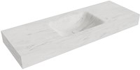 CLOUD Opalo freihängend Waschtisch aus solid surface (mineralwerkstoff) 130cm. Waschbeckenposition Mittig rand 12cm hoch.
