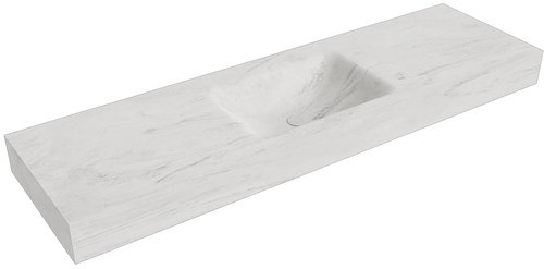 CLOUD Opalo vrijhangende wastafel 160cm. Positie wasbak Midden rand 12cm. 
