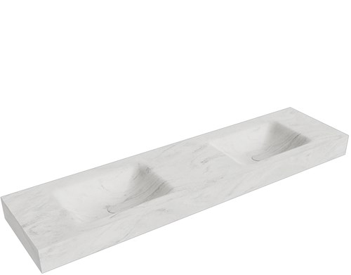 CLOUD Opalo Lavabo mural solid surface 180cm. Position lavabo Double rebord 12cm.