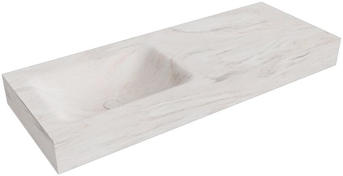 CLOUD Ostra Lavabo suspendido de solid surface 120cm. Posición del fregadero Izquierda borde de 12cm de alto.