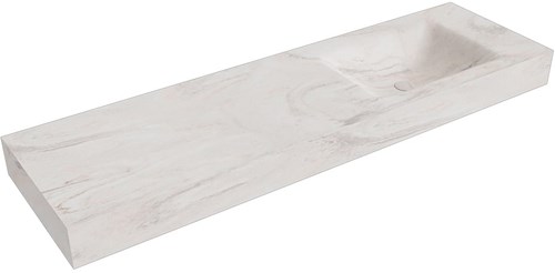 CLOUD Ostra Lavabo sospeso à parete solid surface 160cm. Posizione lavabo Rechts bordo 12cm.