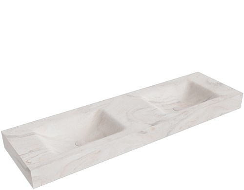 CLOUD Ostra vrijhangende wastafel 160cm. Positie wasbak Dubbel rand 12cm. 