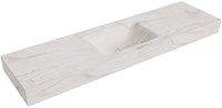 CLOUD Ostra freihängend Waschtisch aus solid surface (mineralwerkstoff) 170cm. Waschbeckenposition Mittig rand 12cm hoch.