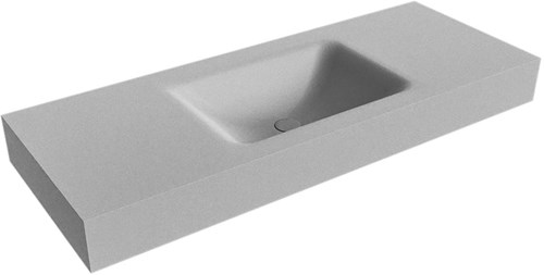 CLOUD Plata Lavabo sospeso à parete solid surface 121cm. Posizione lavabo Mittig bordo 12cm.
