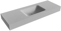 CLOUD Plata freihängend Waschtisch aus solid surface (mineralwerkstoff) 130cm. Waschbeckenposition Mittig rand 12cm hoch.