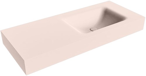CLOUD Rosee Lavabo suspendido de solid surface 111cm. Posición del fregadero Derecho borde de 12cm de alto.