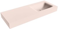 CLOUD Rosee freihängend Waschtisch aus solid surface (mineralwerkstoff) 120cm. Waschbeckenposition Rechts rand 12cm hoch.