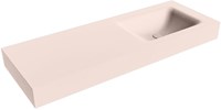 CLOUD Rosee freihängend Waschtisch aus solid surface (mineralwerkstoff) 131cm. Waschbeckenposition Rechts rand 12cm hoch.