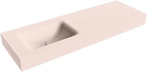 CLOUD Rosee Lavabo sospeso à parete solid surface 141cm. Posizione lavabo Links bordo 12cm.