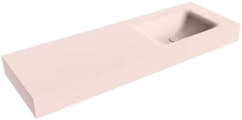 CLOUD Rosee Lavabo suspendido de solid surface 141cm. Posición del fregadero Derecho borde de 12cm de alto.