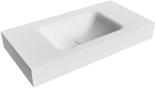 CLOUD Talc Lavabo suspendido de solid surface 90cm. Posición del fregadero Centro borde de 12cm de alto.