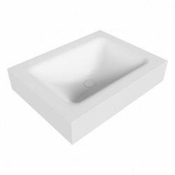 CLOUD Talc vrijhangende solid surface wastafel 60cm. Positie wasbak Midden rand 12cm hoog.