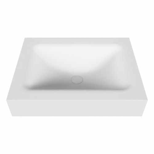 CLOUD Talc vrijhangende solid surface wastafel 61cm. Positie wasbak Midden rand 12cm hoog.-2