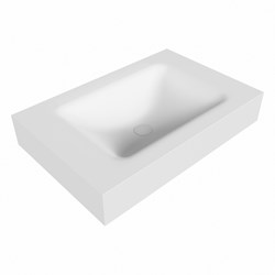 CLOUD Talc vrijhangende solid surface wastafel 71cm. Positie wasbak Midden rand 12cm hoog.