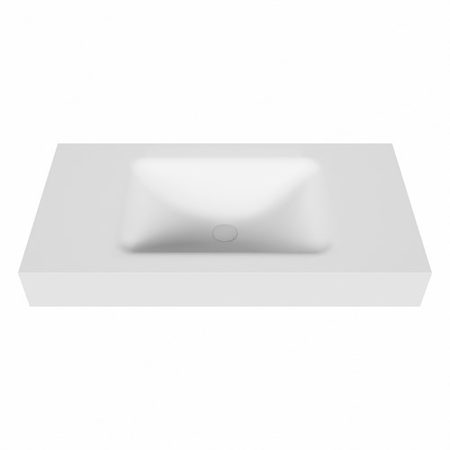 CLOUD Talc vrijhangende solid surface wastafel 91cm. Positie wasbak Midden rand 12cm hoog.-2