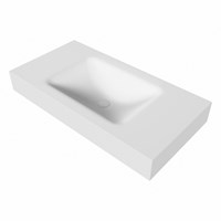CLOUD Talc freihängend Waschtisch aus solid surface (mineralwerkstoff) 91cm. Waschbeckenposition Mittig rand 12cm hoch.-3