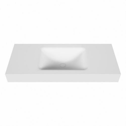 CLOUD Talc Lavabo suspendido de solid surface 110cm. Posición del fregadero Centro borde de 12cm de alto.-2