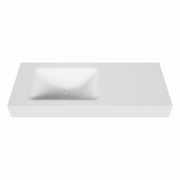 CLOUD Talc freihängend Waschtisch aus solid surface (mineralwerkstoff) 110cm. Waschbeckenposition Links rand 12cm hoch.-2