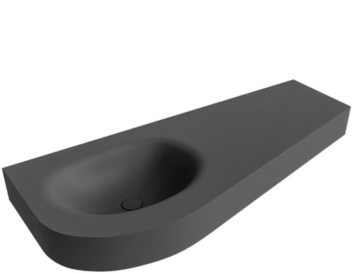DULCET Dark Grey vrijhangende wastafel 120cm. Positie wasbak Links rand 12cm. 
