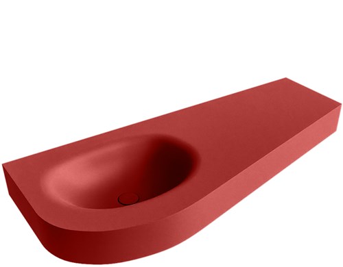 DULCET Fire freihängend Waschtisch aus solid surface (mineralwerkstoff) 120cm. Waschbeckenposition Links rand 12cm hoch.