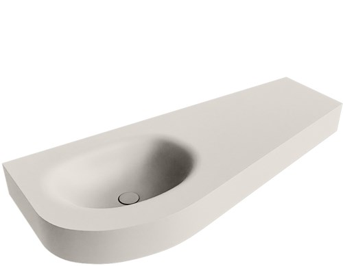 DULCET Linen Wall-Hung Basin solid surface 120cm. Position basin Left rim 12cm.