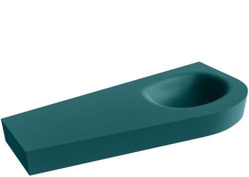 DULCET Smag freihängend Waschtisch aus solid surface (mineralwerkstoff) 120cm. Waschbeckenposition Rechts rand 12cm hoch.