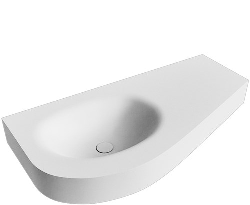 DULCET Talc freihängend Waschtisch aus solid surface (mineralwerkstoff) 100cm. Waschbeckenposition Links rand 12cm hoch.