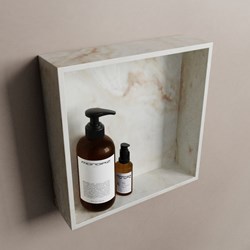EASY shower niche 29,5x29,5cm solid surface color Frappe. 1 compartment suitable for built-in or surface-mount installation.