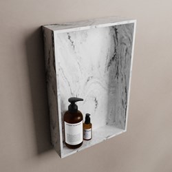 EASY shower niche 44,5x29,5cm solid surface color Glace. 1 compartment suitable for built-in or surface-mount installation.