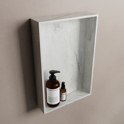 EASY shower niche 44,5x29,5cm solid surface color Opalo. 1 compartment suitable for built-in or surface-mount installation.