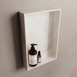 EASY shower niche 44,5x29,5cm solid surface color Ostra. 1 compartment suitable for built-in or surface-mount installation.