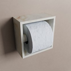 EASY Toilet paper holder CUBE 160 solid surface 16x8,6cm color Frappe. Suitable for built-in or surface-mount installation.