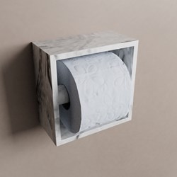 EASY Toilet paper holder CUBE 160 solid surface 16x8,6cm color Glace. Suitable for built-in or surface-mount installation.