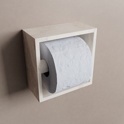 EASY Toilet paper holder CUBE 160 solid surface 16x8,6cm color Ostra. Suitable for built-in or surface-mount installation.