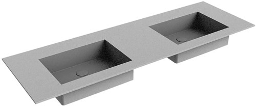EDGE Plata Lavabo encastrado de solid surface 141cm. Posición del fregadero Doble.