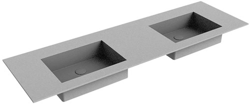 EDGE Plata Einbauwaschbecken aus solid surface (mineralwerkstoff) 150cm. Waschbeckenposition Doppelt.