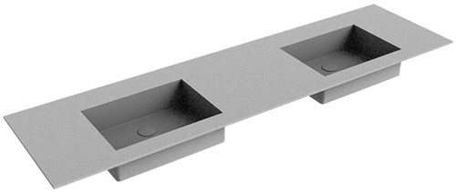 EDGE Plata Lavabo encastrado de solid surface 170cm. Posición del fregadero Doble.