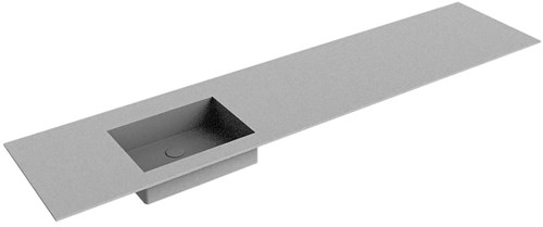 EDGE Plata solid surface inbouw wastafel 200cm. Positie wasbak Links.