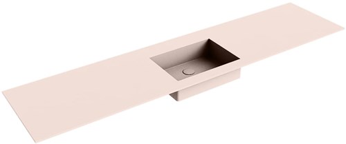 EDGE Rosee solid surface inbouw wastafel 190cm. Positie wasbak Midden.