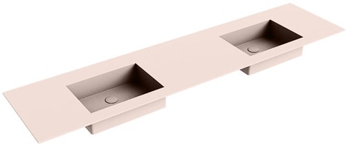 EDGE Rosee Einbauwaschbecken aus solid surface (mineralwerkstoff) 190cm. Waschbeckenposition Doppelt.