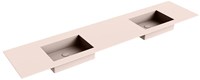 EDGE Rosee solid surface inbouw wastafel 201cm. Positie wasbak Dubbel.