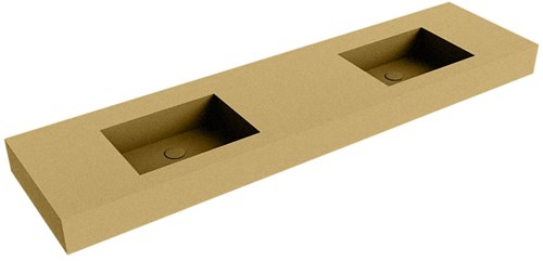 EDGE Oro freihängend Waschtisch aus solid surface (mineralwerkstoff) 181cm. Waschbeckenposition Doppelt rand 12cm hoch.