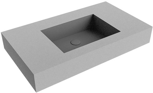 EDGE Plata Lavabo mural solid surface 81cm. Position lavabo Centrée rebord 12cm.