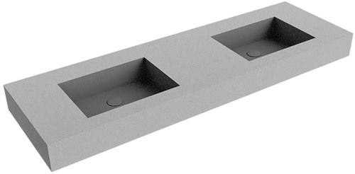 EDGE Plata Lavabo sospeso à parete solid surface 150cm. Posizione lavabo Doppelt bordo 12cm.