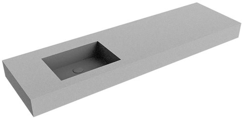 EDGE Plata Lavabo mural solid surface 160cm. Position lavabo Gauche rebord 12cm.