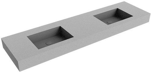 EDGE Plata Lavabo sospeso à parete solid surface 171cm. Posizione lavabo Doppelt bordo 12cm.
