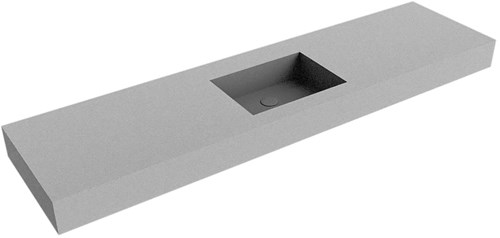 EDGE Plata freihängend Waschtisch aus solid surface (mineralwerkstoff) 180cm. Waschbeckenposition Mittig rand 12cm hoch.
