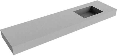 EDGE Plata Lavabo suspendido de solid surface 181cm. Posición del fregadero Derecho borde de 12cm de alto.