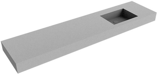 EDGE Plata Lavabo mural solid surface 190cm. Position lavabo Droite rebord 12cm.